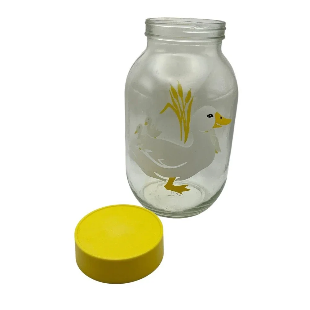Vintage 1982 Carlton Glass Duck 3 Liter 3L Jar Canister Sun Tea With Yellow Lid - Picture 4 of 6